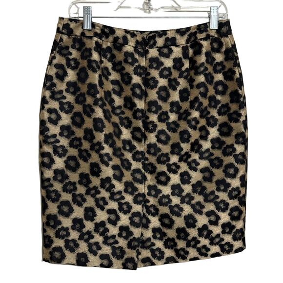 Ann Taylor Maven Jacquard Leopard Pencil Skirt Black Gold Size 8P - Picture 4 of 7
